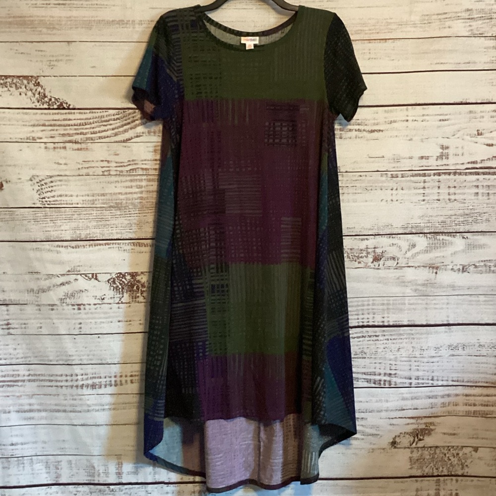 LuLaRoe High-Low Dress in Purple and Green